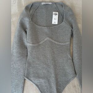 Abercrombie & Fitch Gray Long Sleeve Bodysuit Sweater